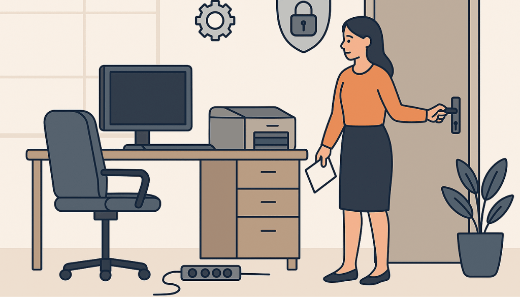 Dipendente esce dall'ufficio spegnendo tutto e mettendo in sicurezza l'ambiente